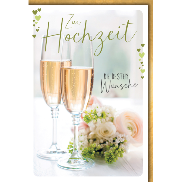 Hochzeitskarten Glückwunschkarte mit Briefumschlag Sektgläser