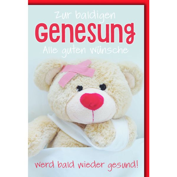 Genesung Grußkarte mit Briefumschlag Teddybär