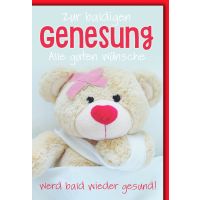 Genesung Grußkarte mit Briefumschlag Teddybär