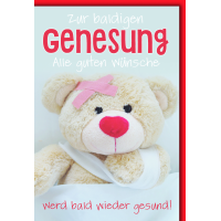 Genesung Grußkarte mit Briefumschlag Teddybär