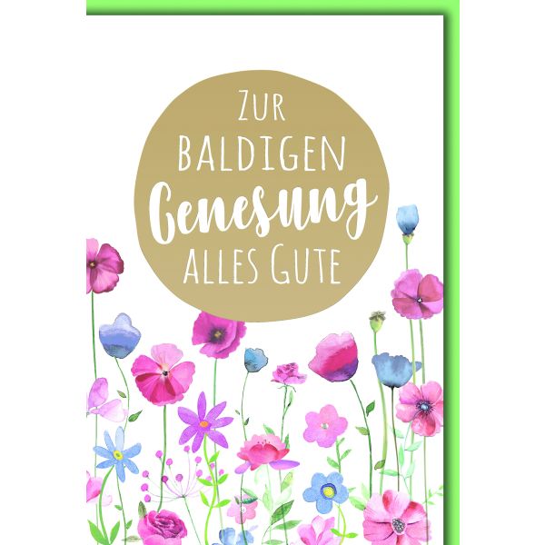Genesung Grußkarte mit Briefumschlag Auqarellwiese