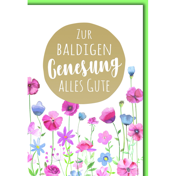 Genesung Grußkarte mit Briefumschlag Auqarellwiese