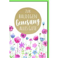 Genesung Grußkarte mit Briefumschlag Auqarellwiese