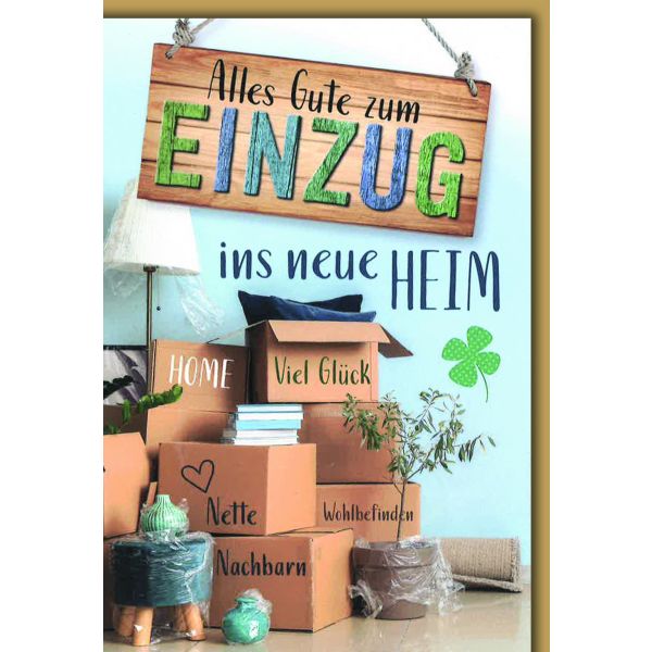 Einzug Umzug Neues Heim Glückwunschkarte mit Briefumschlag Umzugskartons