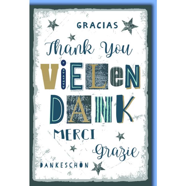 Danke Grußkarte mit Briefumschlag Blautöne