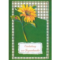 Jugendweihe 5 Einladungskarten mit 5 Umschlägen  Sonnenblume