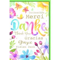 Danke Grußkarte mit Briefumschlag Aquarellblumen