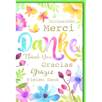 Danke Grußkarte mit Briefumschlag Aquarellblumen