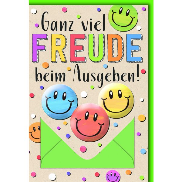 Allgemeine Wünsche Geldkarte Grußkarte mit Briefumschlag Smileys