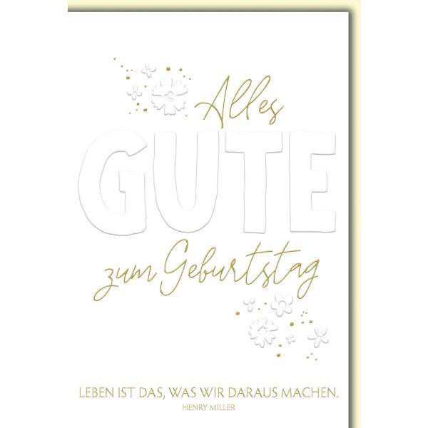 Geburtstag Glückwunschkarte mit Briefumschlag Schriftzug weiß