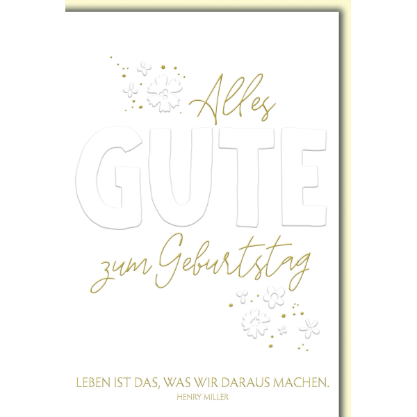 Geburtstag Glückwunschkarte mit Briefumschlag Schriftzug weiß