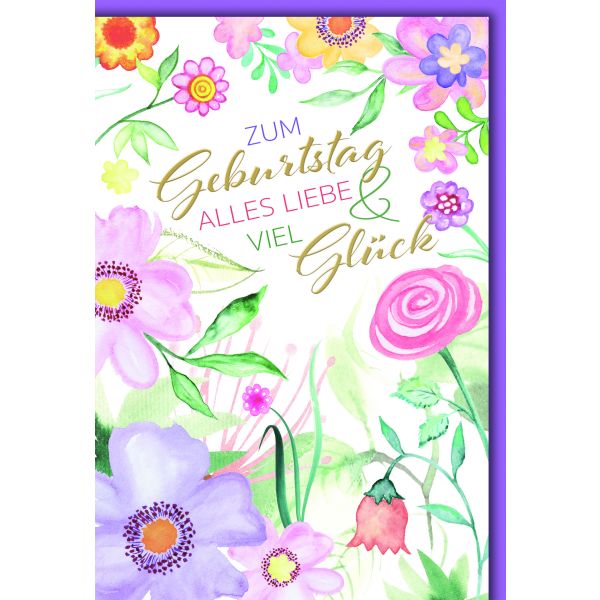Geburtstag Glückwunschkarte mit Briefumschlag Viele Blumen gratulieren
