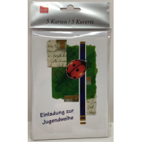 Jugendweihe 5 Einladungskarten mit 5 Umschlägen...