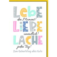 Geburtstag Glückwunschkarte mit Briefumschlag Lebe...