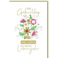 Geburtstag Glückwunschkarte mit Briefumschlag Zarte...