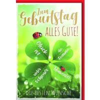 Geburtstag Glückwunschkarte mit Briefumschlag Kleeblatt
