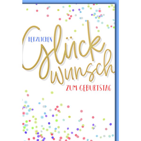 Geburtstag Glückwunschkarte mit Briefumschlag Schriftzug in Gold
