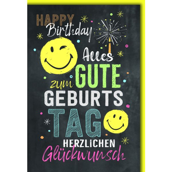 Geburtstag Glückwunschkarte mit Briefumschlag Feuerwerk auf schwarzem Grund