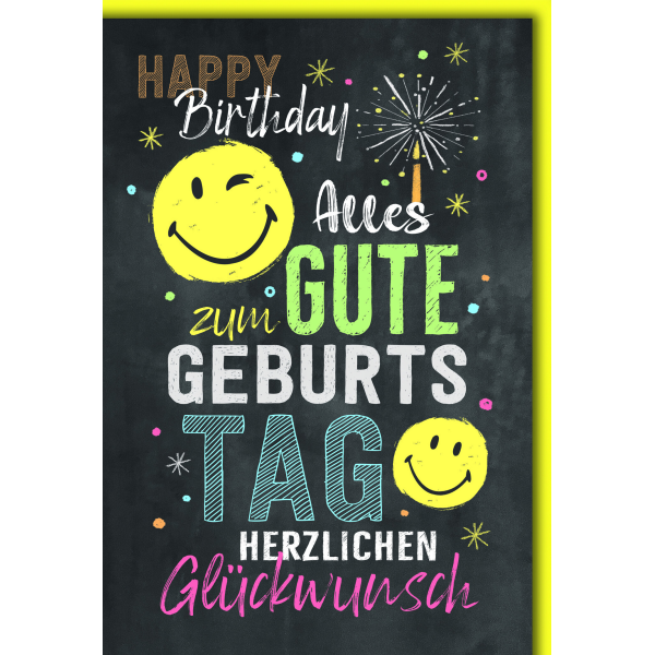 Geburtstag Glückwunschkarte mit Briefumschlag Feuerwerk auf schwarzem Grund