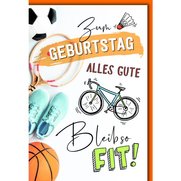 Geburtstag Glückwunschkarte mit Briefumschlag Fahrrad, Bleib fit