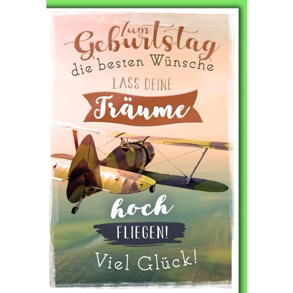 Geburtstag Glückwunschkarte mit Briefumschlag Lass deine Träume fliegen