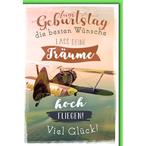 Geburtstag Glückwunschkarte mit Briefumschlag Lass deine Träume fliegen