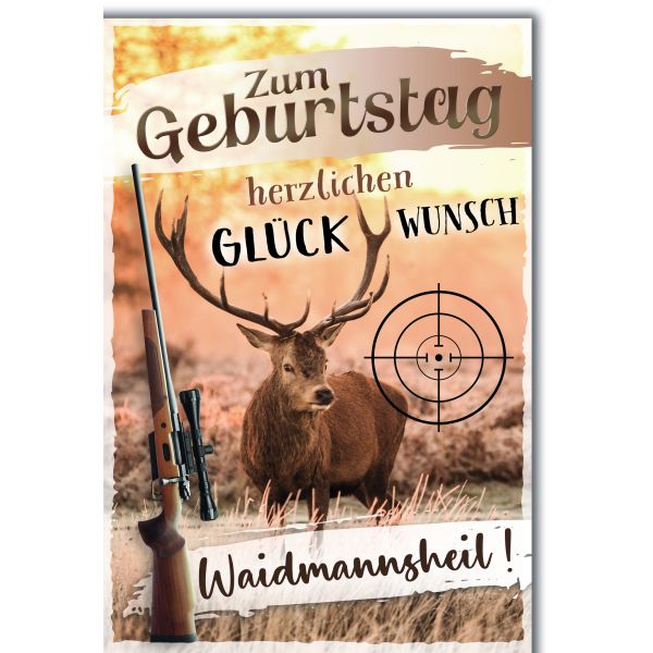 Geburtstag Glückwunschkarte mit Briefumschlag Waidmannsheil! Jagd
