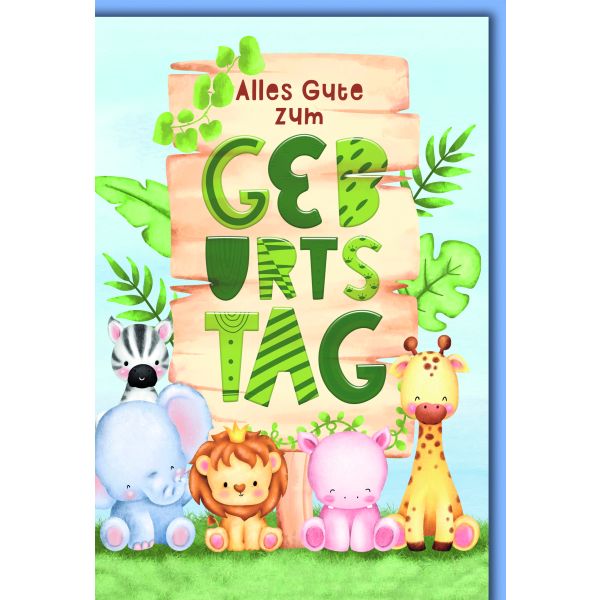 Geburtstag Glückwunschkarte mit Briefumschlag Tierpark für Kinder