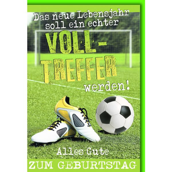 Geburtstag Glückwunschkarte mit Briefumschlag Fußball, Volltreffer