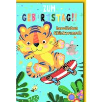 Geburtstag Glückwunschkarte mit Briefumschlag Tiger...