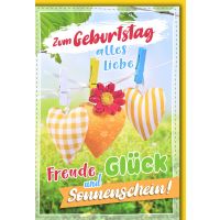 Geburtstag Glückwunschkarte mit Briefumschlag Herzen...