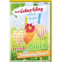 Geburtstag Glückwunschkarte mit Briefumschlag Herzen...