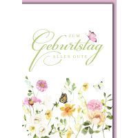Geburtstag Glückwunschkarte mit Briefumschlag Zarte...