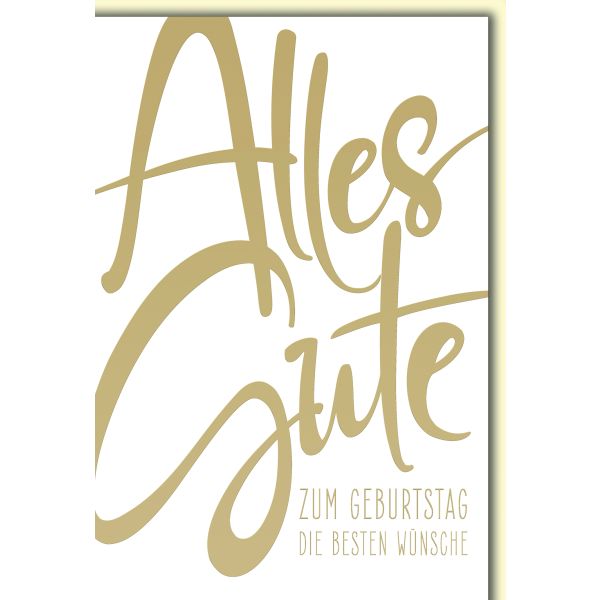 Geburtstag Glückwunschkarte mit Briefumschlag Alles Gute, Gold