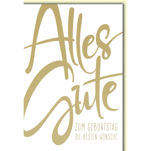 Geburtstag Glückwunschkarte mit Briefumschlag Alles Gute, Gold