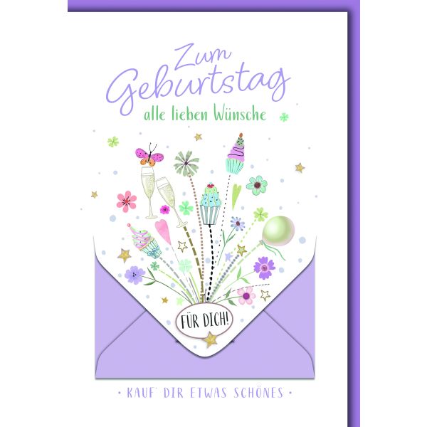 Geburtstag Geldkarte Glückwunschkarte mit Briefumschlag Für Dich