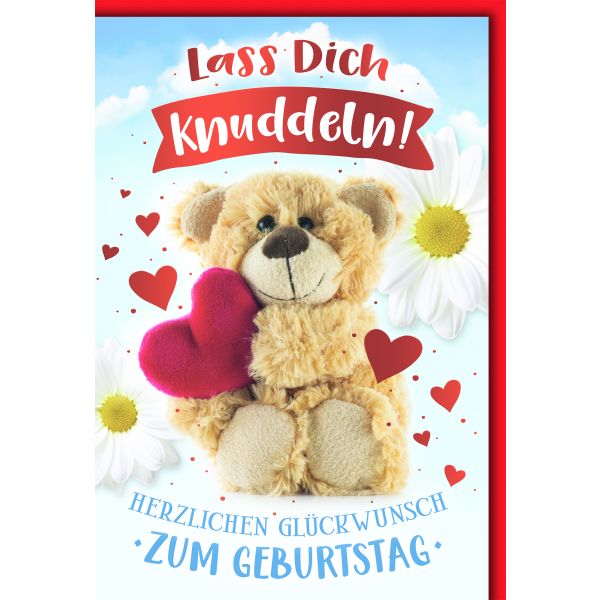 Geburtstag Glückwunschkarte mit Briefumschlag Bär mit Herz