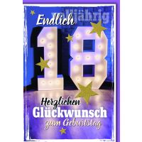 18. Geburtstag Glückwunschkarte mit Briefumschlag...