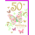 50. Geburtstag Glückwunschkarte mit Briefumschlag Schmetterling