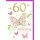 60. Geburtstag Glückwunschkarte mit Briefumschlag Schmetterling