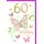 60. Geburtstag Glückwunschkarte mit Briefumschlag Schmetterling