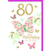 80. Geburtstag Glückwunschkarte mit Briefumschlag...