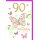 90. Geburtstag Glückwunschkarte mit Briefumschlag Schmetterling