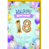 18. Geburtstag Glückwunschkarte mit Briefumschlag...