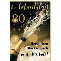 80. Geburtstag Glückwunschkarte mit Briefumschlag...