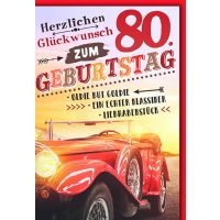 80. Geburtstag Glückwunschkarte mit Briefumschlag...