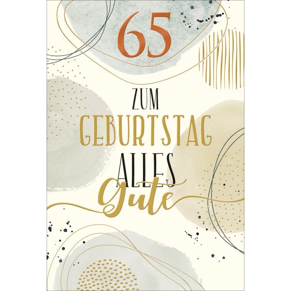 65. Geburtstag Glückwunschkarte mit Briefumschlag Alles Gute