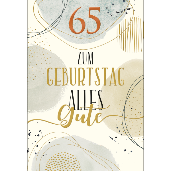 65. Geburtstag Glückwunschkarte mit Briefumschlag Alles Gute