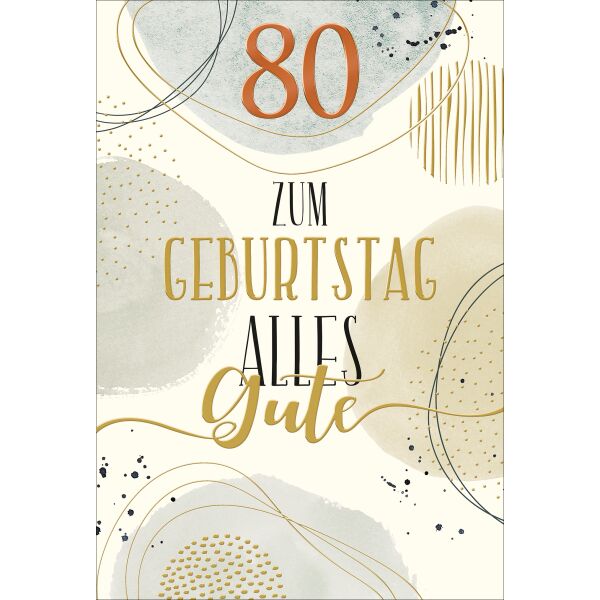 80. Geburtstag Glückwunschkarte mit Briefumschlag Alles Gute