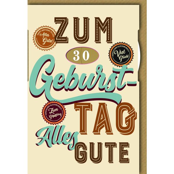 Zahlengeburtstag Drehzahl Glückwunschkarte mit Briefumschlag Große Letter